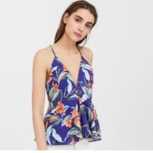 MNG - Peplum Top V neck Floral Stamp - Size S